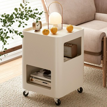 APP下單享點數9% 奶油客廳沙發邊幾可移動邊柜帶輪簡約角幾床頭小茶幾置物架