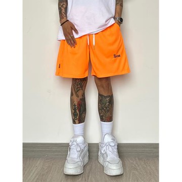 橙色短褲男冰絲夏薄款潮牌運動不過膝多巴胺四分透氣美式籃球褲子