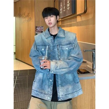 牛仔夾克男秋季潮牌復古小眾設計感上衣美式高街痞帥炸街男裝外套