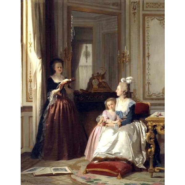 油絵 Joseph Caraud_ 読書  ma1582