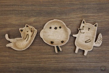 原木小盤子 收納盤 淺盤 造型動物 木盤 手工雕刻 狐狸盤 擺飾