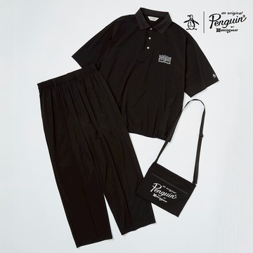 【Munsingwear 企鵝】男款黑色舒適透氣三件組可收納(含肩背包)運動套裝  MGVP2601