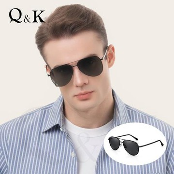 【Q&K】尊曜飛行員偏光墨鏡｜墨曜黑｜頂級輕量記憶金屬｜抗UV400・防眩光｜沉穩奢雅質感