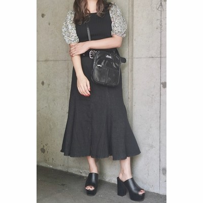 Black Denim Slit Mermaid Long Skirt