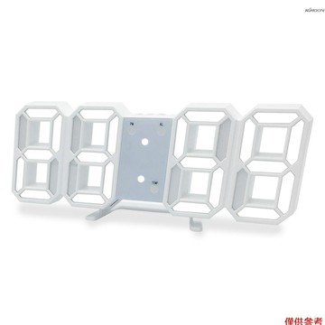 ZN-AZ-8608 3D LED數字鐘 溫度實時顯示（內置鈕扣電池 白殼白字）