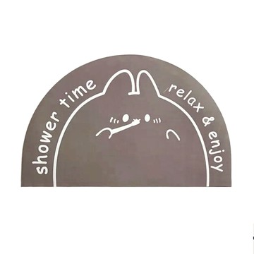 刷牙兔兔防滑吸水地墊 咖綠色 100%聚酯纖維  45 x 65cm  1個