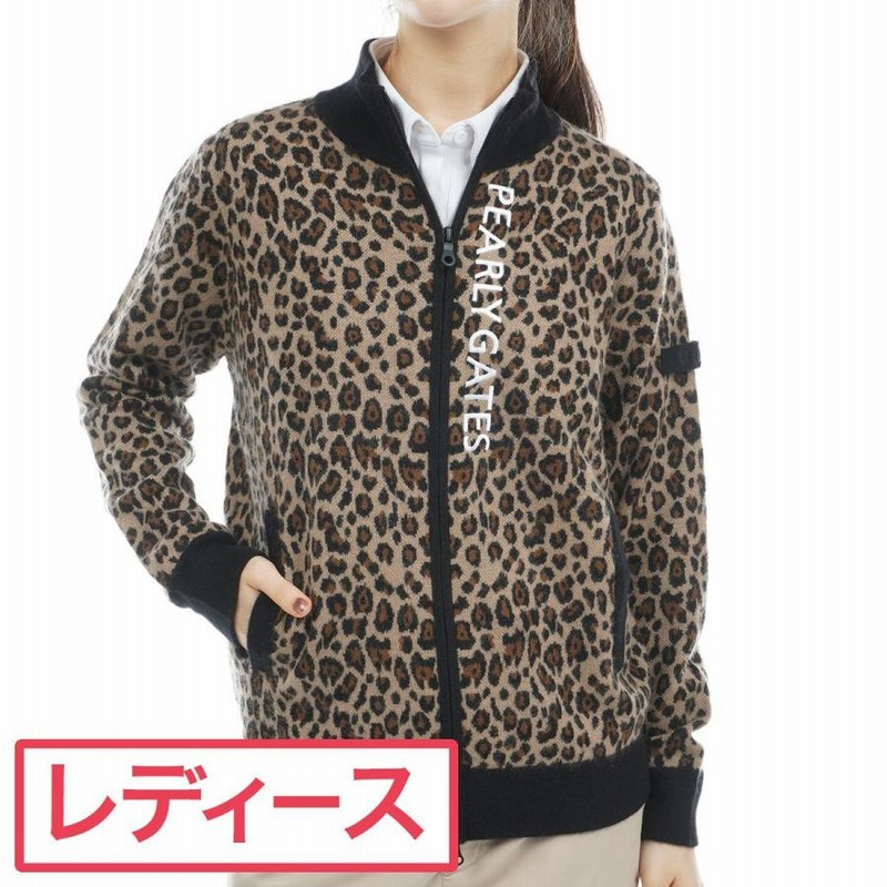 P/G パーリーゲイツ カシミヤ レオパード柄 ダブルジャカードセーター パーリーゲイツ カシミヤ レオパード柄 ダブルジャカードセーター