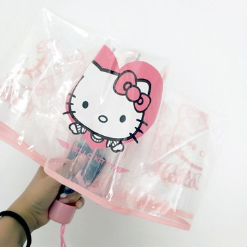 晴雨傘🎀 卡哇伊ins透明雨傘折疊學生可愛卡通Kitty貓粉色少女心軟妹小清新