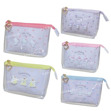 小禮堂 Sanrio 三麗鷗 透明雙層化妝包 (坐姿款) Kitty 美樂蒂 酷洛米 布丁狗 大耳狗