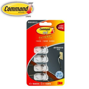 3M  無痕透明中型電線掛鉤  37301 / 卡【APP滿額下單4%點數(單一帳號最高1000點)】7/31止