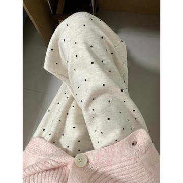 波點糯米褲女秋冬新款胖妹妹mm梨型身材高腰寬松顯瘦闊腿休閑褲子