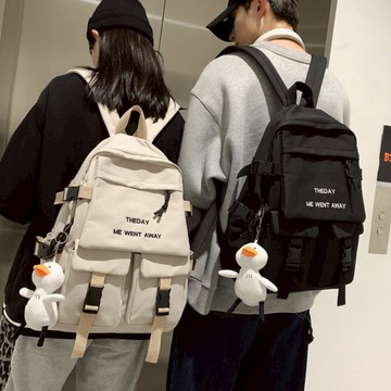 雙肩包 後背包 學生後背包 素色背包 書包 大容量書包 旅行包 男韓版休閒ins日係校園書包大容量電腦背包