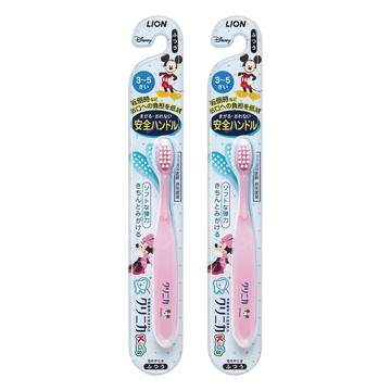 LION 獅王 固齒佳 米奇&米妮彈力幼兒牙刷 3-5歲適用  顏色隨機  1入  2支