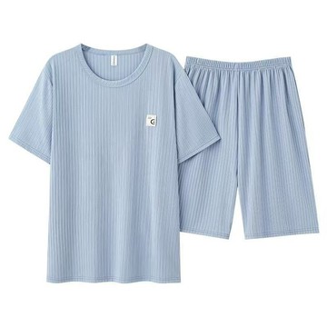 【夏季】100公斤大码 短袖睡衣短褲套装男 寬鬆家居服男士休閒夏天莫代爾冰絲薄款套裝