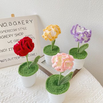 手作鉤織康乃馨盆栽
