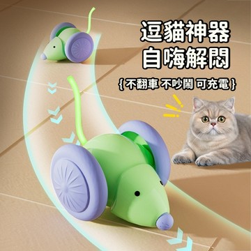 🔥【24h 現貨】🔥自動逗貓玩具 逗貓小老鼠 自動逗貓車 發光逗貓玩具 USB充電式逗猫小老鼠 不吵鬧