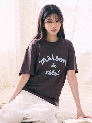 MAISON DE ROLA EMBROIDERY LOOSE FIT T-SHIRT [BROWN]