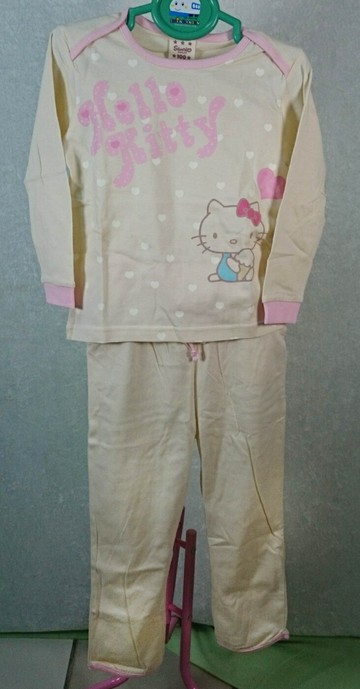 【震撼精品百貨】Hello Kitty 凱蒂貓 童裝 長袖衣褲 粉米 震撼日式精品百貨