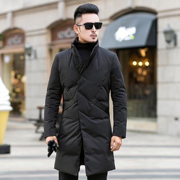 冬裝英倫男士立領中長款羽絨服白鴨絨保暖霸氣大衣休閑大碼外套潮