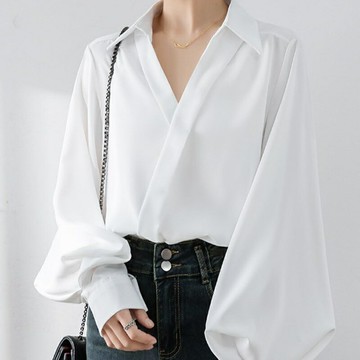 現貨+預購 襯衫燈籠袖上衣-通勤V領氣質修身女裝3色74ke46【獨家進口】【米蘭精品】