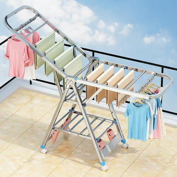 ??快速出貨 可開發票 不銹鋼晾衣架落地折疊室內陽臺家用涼衣服架嬰兒掛晾曬被子神器桿