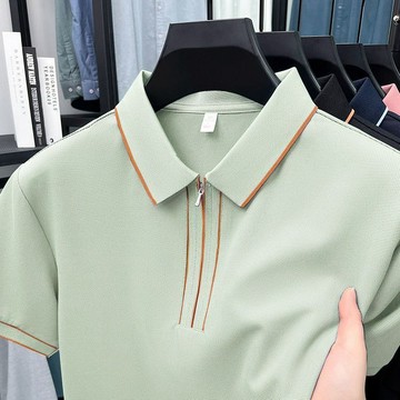 【夏季新品 短袖POLO衫 短袖上衣 工作服 冰絲涼感】夏季Polo衫短袖男士翻領新款商務休閑T恤POLO男裝高檔上衣男