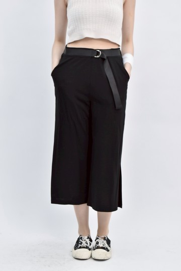 (L) chiau ling lung高腰棉質鬆緊腰黑色長褲