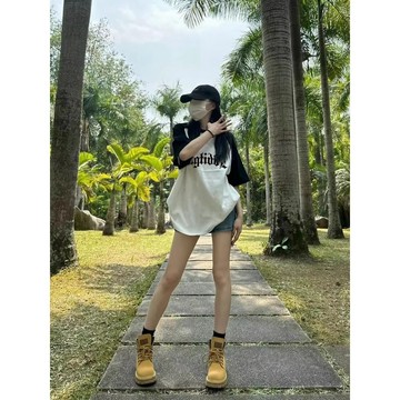 【鹿向南】100%純棉 隨性又百搭！t恤 短袖 純棉 休閒上衣 流行衣服 短袖上衣女生韓版 oversize 短袖女