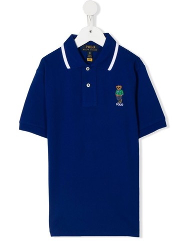 Ralph Lauren Kids - Bear embroidered polo shirt - kids - Cotton - 16 - Blue