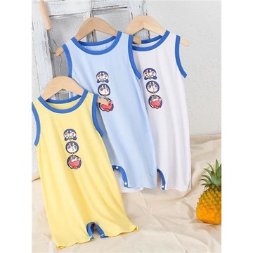 兒童睡衣連體衣莫代爾男童女童睡袋空調服嬰兒寶寶夏季背心連身衣