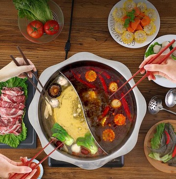 鴛鴦鍋 304火鍋鴛鴦鍋電磁爐專用加厚不銹鋼火鍋鍋商用家用鴛鴦鍋火鍋盆