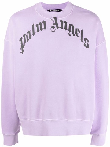 Palm Angels - curved logo cotton sweatshirt - men - Cotton/Polyester - L - Purple