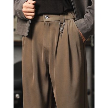 慵懶風垂感直筒西褲男美式商務通勤休閑褲潮牌松弛感闊腿長褲子潮