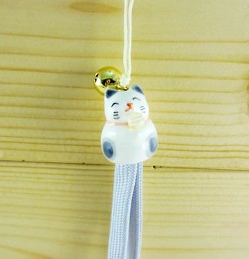 【震撼精品百貨】招財貓_招き猫~招財貓手機吊飾/繩-灰色