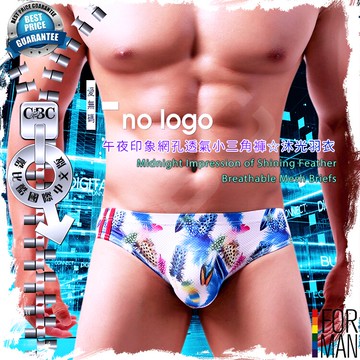 I-no-logo午夜印象網孔透氣小三角褲☆沐光羽衣 男三角褲 低腰性感 貼身 BF0038