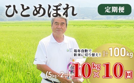 〈定期便〉 ひとめぼれ 白米 10kg（5kg×2袋）×10回 計100kg 10ヶ月 令和5年 精米 土づくり実証米 毎年11月より 新米 出荷