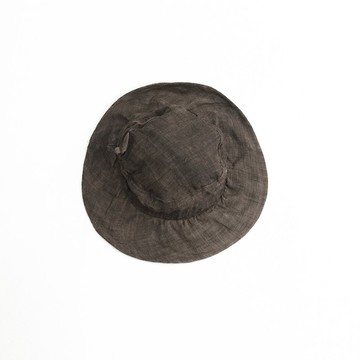 法式復古 苧麻植物染帽子 遮陽漁夫帽