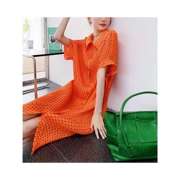 年輕版褶皺連衣裙女2025春夏新款大碼胖mm顯瘦波點polo領襯衫裙子