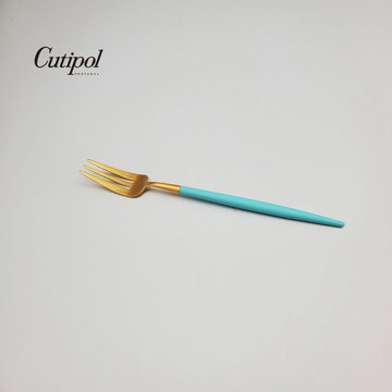 Cutipol 葡萄牙-GOA系列-蒂芬妮藍金霧面不銹鋼-17cm點心叉(3叉款