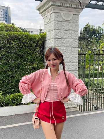 Cosy Top 粉紅色  超大號中式立領短版上衣