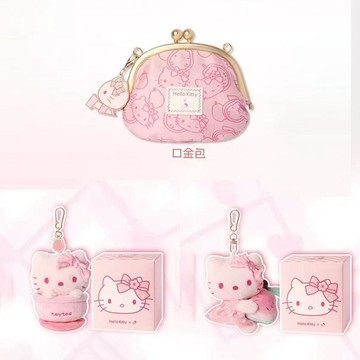 ✨臺灣出貨✨喜茶聯名HelloKitty新品口金包高顏值毛絨掛件公仔奶茶杯玩偶2