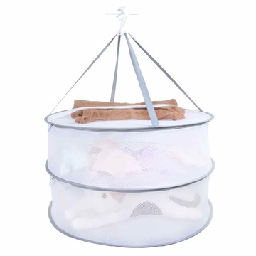 AXIS 艾克思 升級版全罩式防塵防風掛勾雙層曬衣籃 曬衣網 多用途 居家戶外露營皆可使用  高80 x 直徑61cm  白色  1個