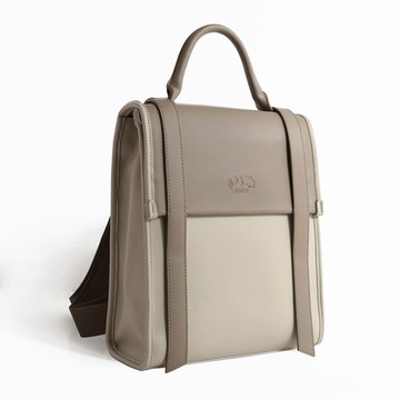 moz瑞典駝鹿 奶蓋拚色 防潑水 H-Bag 劍橋後背包(灰棕)