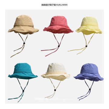 可定型系帶薄款漁夫帽子女春夏季戶外防曬遮陽帽甜美速干百搭透氣