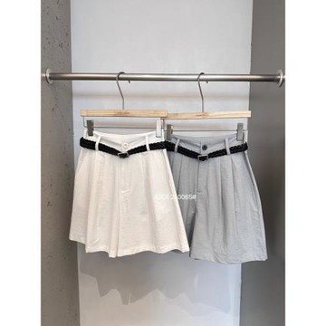 清倉特價~JUICE果汁G250065夏韓系壓褶休閑褲女純色薄款寬松短褲