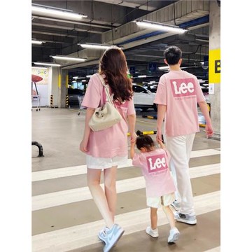 高端親子裝夏裝2025新款一家三口全家裝母子母女純棉夏季短袖T恤
