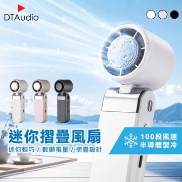 聆翔 冰芯迷你摺疊風扇｜手持風扇 數顯 隨身風扇 製冷風扇 降溫 附掛繩 90度摺疊 冰敷 風扇 掛脖風扇