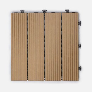 特力屋 拼接踏板 塑木條紋淺棕 9入 30x30cm