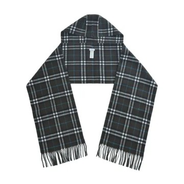 BURBERRY格紋羊絨連帽圍巾(棕色)