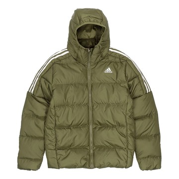 Men's adidas Ess Mid D H Jkt Stay Warm Sports Hooded Down Jacket Olive